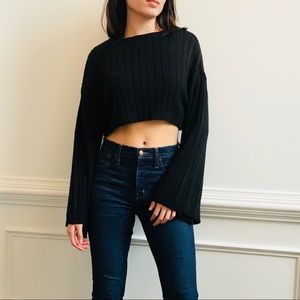 Bell Sleeve Crop Sweater